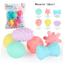 Jouets de bain en caoutchouc pour bébé, 6 pièces, main sensorielle texturée, sens tactiles, jouet d'entraînement pour enfants, balles souples de Massage, jeu de salle de bain