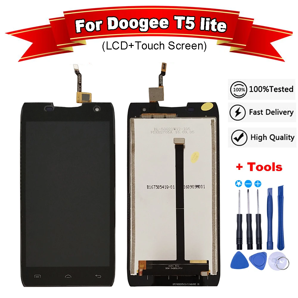 ЖК-дисплей 5 0 дюйма Для DOOGEE T5 Lite + сенсорный экран 100% протестированный дигитайзер