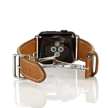 Ремешок из натуральной кожи для Apple Watch 44 мм Double Tour 42 мм 40 мм для iwatch Series 5 4 3 2 кожаный ремешок 38 мм женский браслет