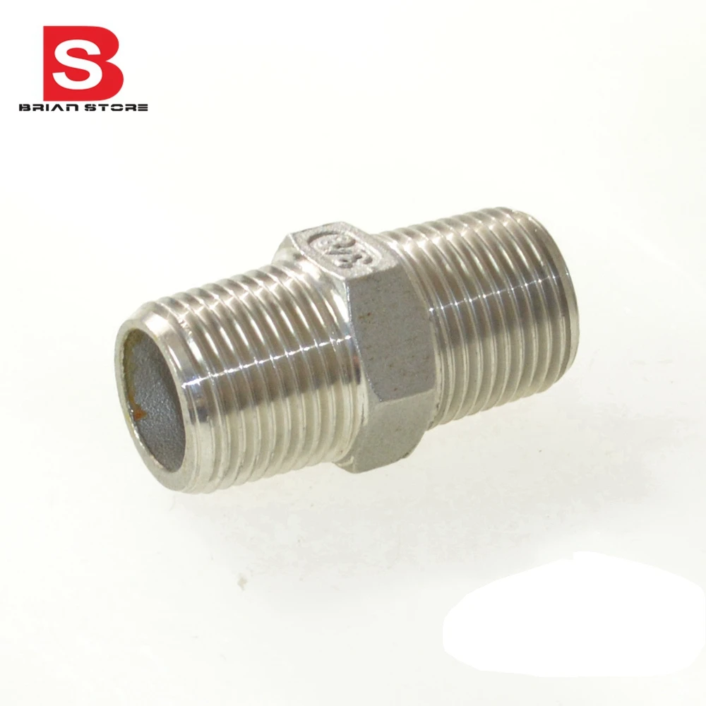 

BSP Male Straight Hexagon Joint Nipple Pipe Connection 304 fittings Stainless Steel threaded 1/2" connector +ABC