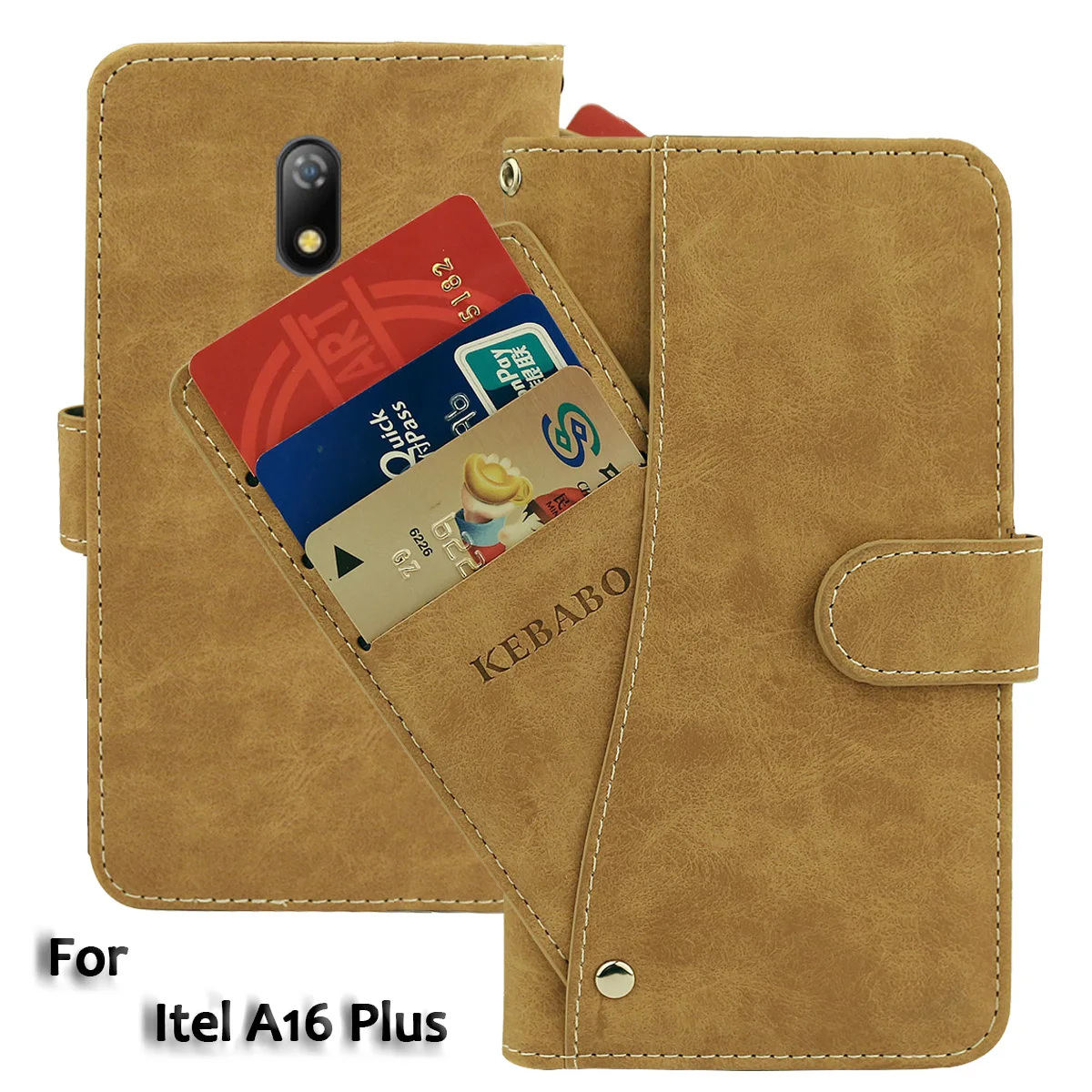 

Vintage Leather Wallet Itel A16 Plus Case 5" Flip Luxury 3 Front Card Slots Cover Magnet Stand Phone Protective Bags
