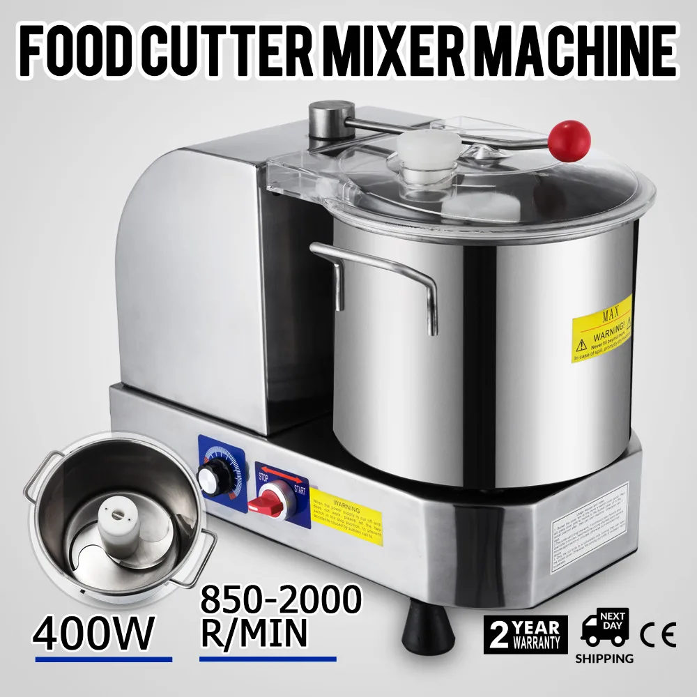 Stainless Steel Food Processor Vertical Cutter Mixer 6L Bowl 400Win