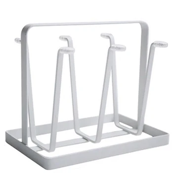 

Metal Steel Mug Holder Hanger Kitchen Stand Organizer Drinkware Drying Rack With 6 Hook White