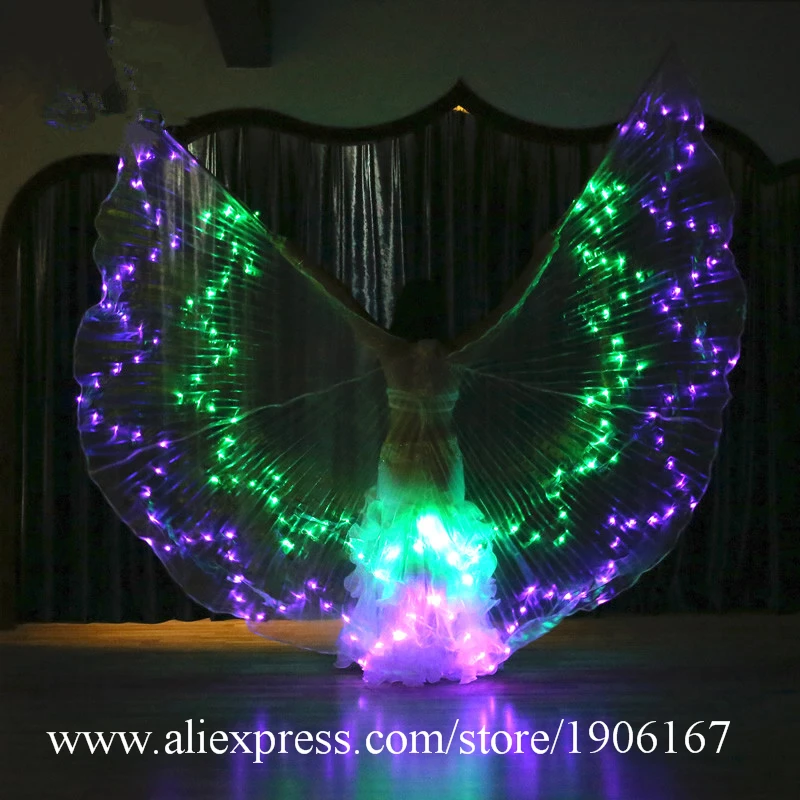 Ballroom dance women stage wears led costumes colorful light bellydance cloak led butterfly wings show dress rave outfits dj13