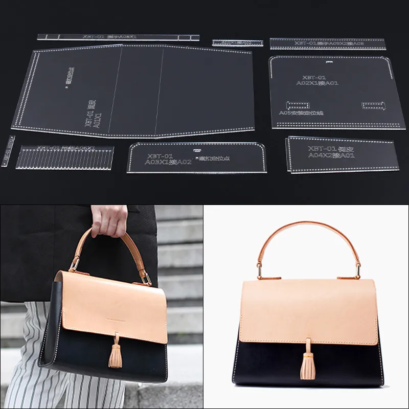 

Acrylic Stencil Laser Cut Template DIY Leather Handmade Craft Handbag Sewing Pattern 25*18*7cm