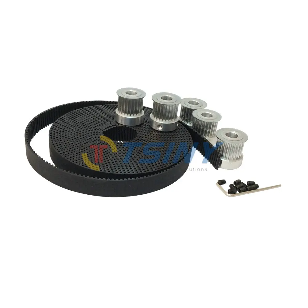

3M Open Ended Timing Belt 5 Meters Polyurethane with Steel Core and 5pcs 3M Timing Pulley 20 Teeth Bore 5mm 6mm 6.35mm 8mm 12mm