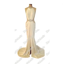 Роскошная длинная Русалка, украшенный бусинами кристально белые шифоновые платья с открытой спиной на выпускной торжественные Вечерние платья на заказ