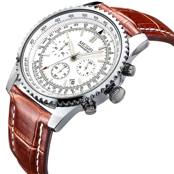 

Fashion Megir Quartz Men Watches Top Brand Luxury Fashion Casual Business Watch Clock Leather Straprelogio Masculino