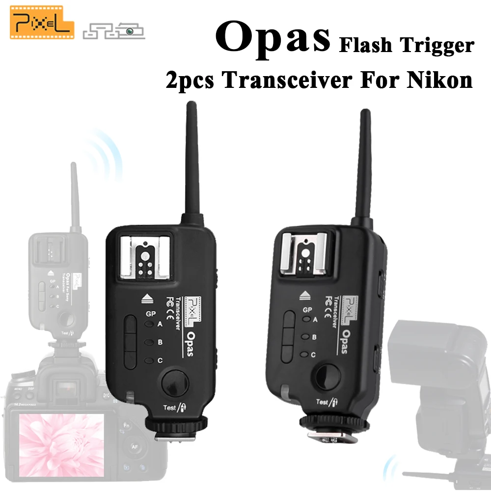 

2pcs PIXEL Opas Wireless Flash Trigger Transceiver High Speed Sync HSS FSK 2.4GHz 4 Channel for Nikon D7000 D3000 DSLR Camera