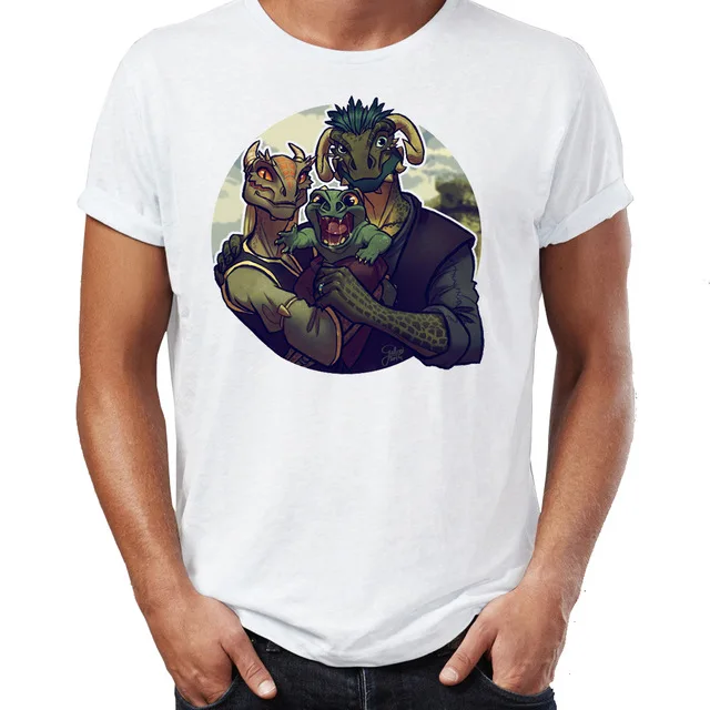 Мужская футболка с надписью Elder Scrolls Skyrim A Happy Argonian Family Awesome Art | одежда