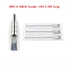 30 шт одноразовые стерильные 35RM круглые Magnum иглы для татуировки с 1 шт. нержавеющая сталь Ручка для татуировки Трубка для тату машины