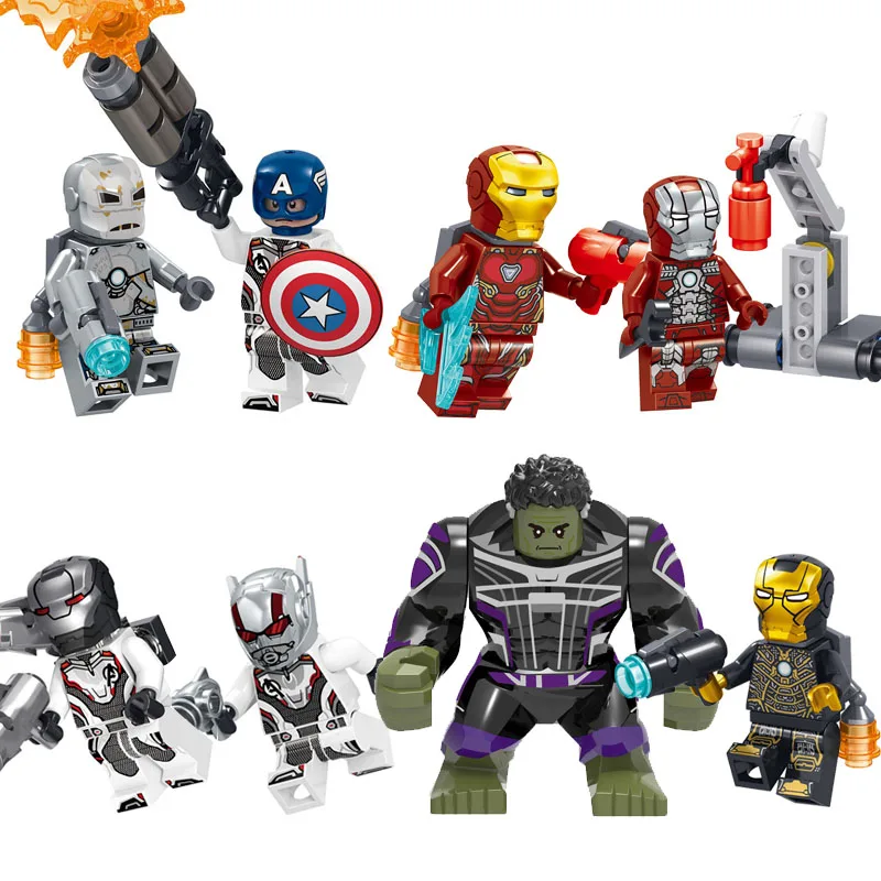 

8PCS/LOT Legoings Avengers Endgame Building Blocks Hulk Iron man War Machine Ant Man Bricks Compatible Legoe Minifigured Toys