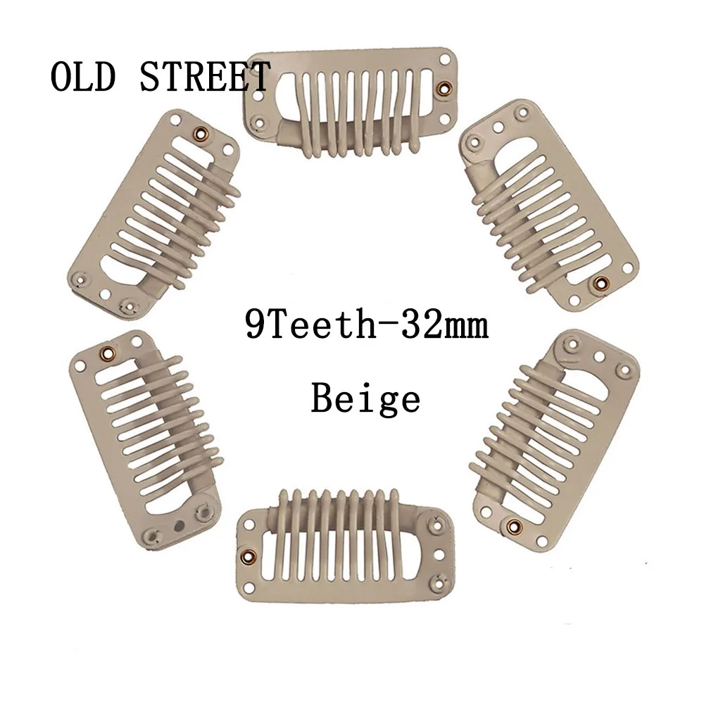 10 шт. 4 цвета заколки для волос с 9 зубьями 32 мм зажимы для париков для женщин делая парик и наращивание волос