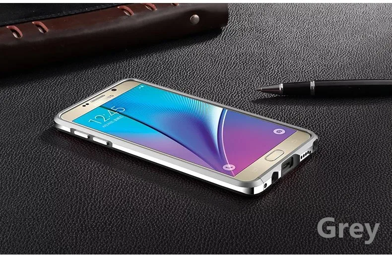 TX чехол для samsung Note5 роскошный бампер из сплава для samsung Galaxy Note 5 N9200 алюминиевая рамка Защита от падения - Цвет: Серый