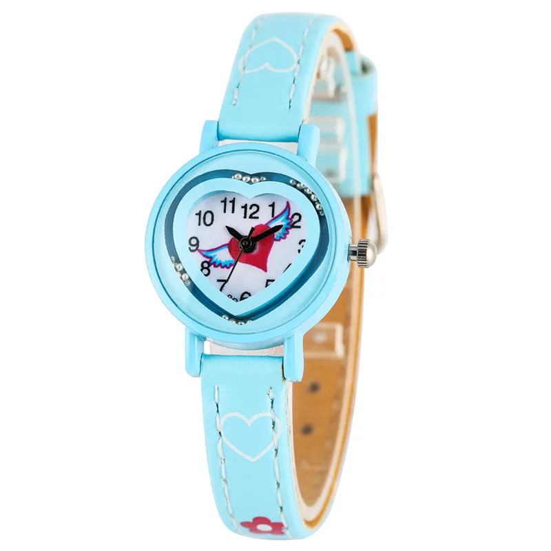 Wrist Watch4 Симпатичные Изящные циферблат с Quicksand шары кварцевые часы для детей синий тонкий кожаный ремешок часы Изысканные детские часы - Цвет: Wrist Watch4