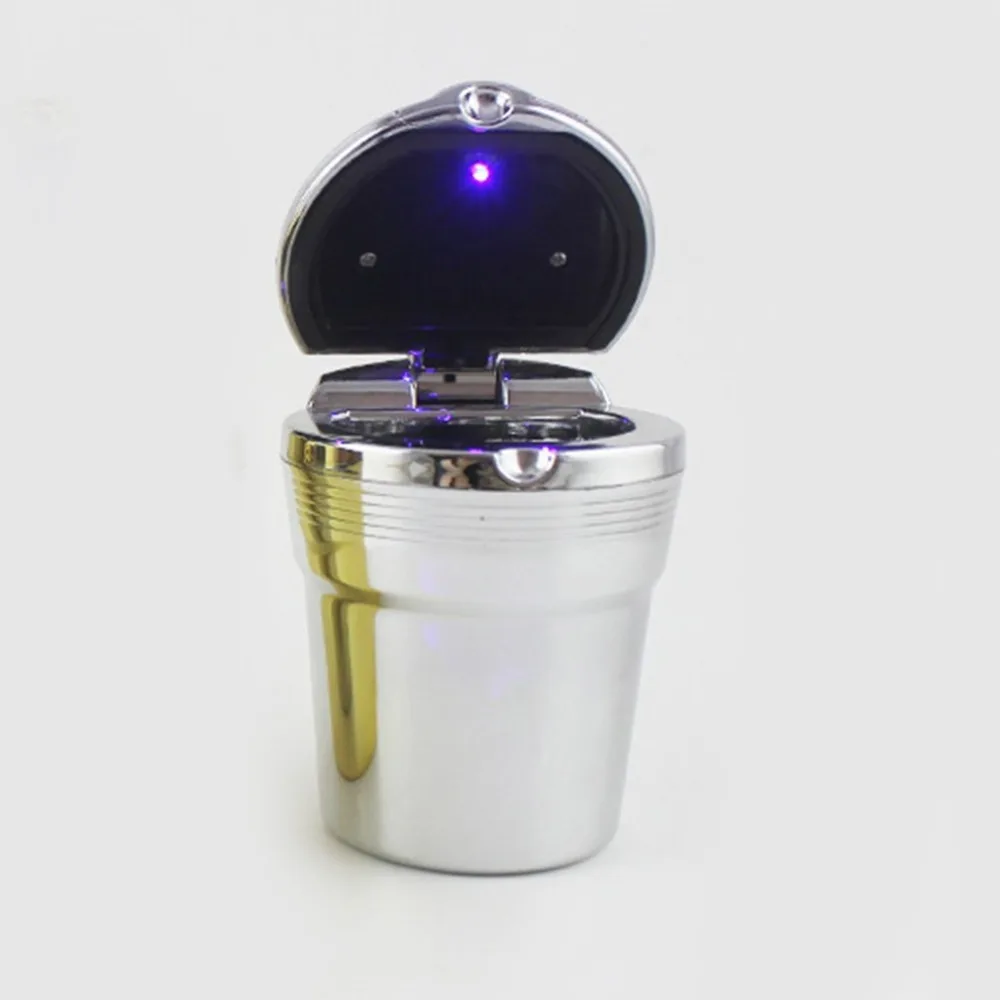 

Travel Portable Car Ashtray Holder Cup with LED Blue Light Cigarette Silver/ Gold/Black/White