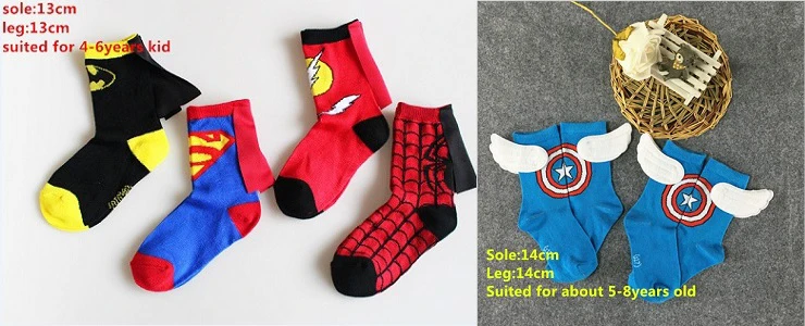 

Mavel Comics Kids Cartoon Socks Superman Batman Short Socks Boys Girls Spiderman The Flash Captain American Casual Socks