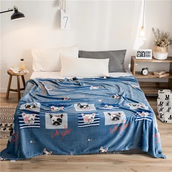 

Brand Animal Cartoon fleece Throw Blanket for Kids Bedspread Bulldog Sofa Cover 1pc winter decorations for home LREA