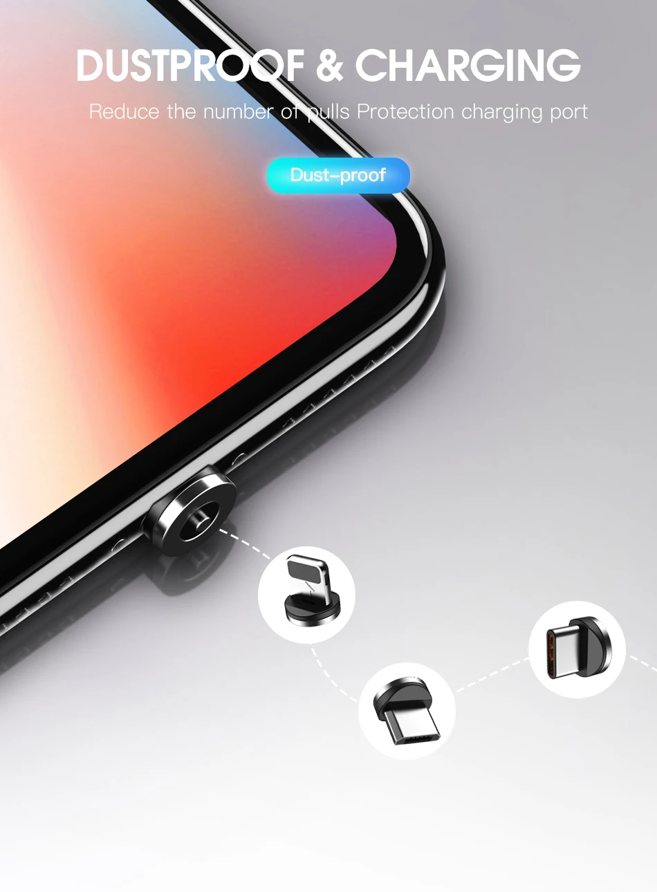 !ACCEZZ Magnetic Cable For Apple Micro USB Type C For iPhone X XS MAX XR 8 Samsung S10 S9 Fast Charging Phone Magnet Charger 1M (8)