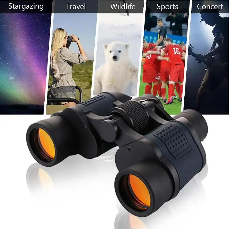 

Telescopes Binoculars Night Vision 60x60 Outdoor Hunting HD Green Film Folding Binoculars with Coordinate Camping Zoom