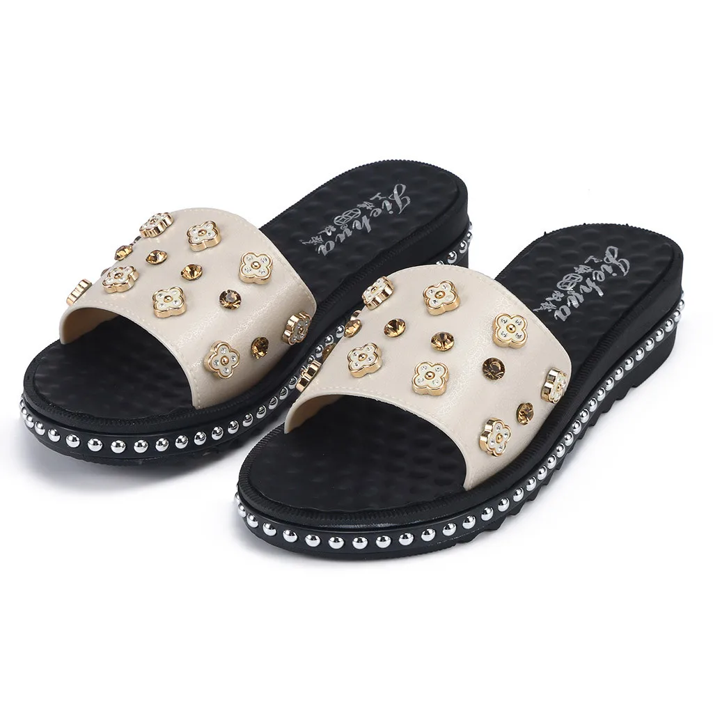 

CHAMSGEND Summer Women's Breathable Lightweight sandals massage comfortable flip-flops seaside holiday beach shoes