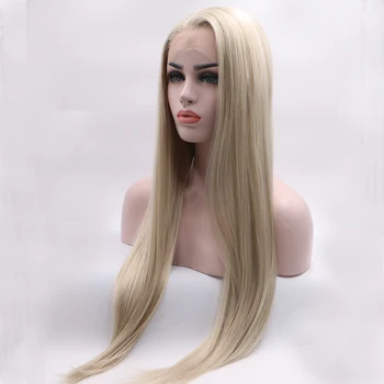 

Fantasy Beauty Long Straight Blonde Wigs for Women Mixed Color Lace Front Wigs Side Part Synthetic Heat Resistant Fiber