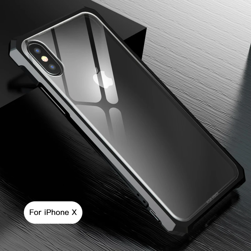 

GerTong Transparent Clear Tempered Glass Phone Bag Case For iPhone 7Plus 8 XR X XS Max Coque For iPhone 6 6S 7 Back Cover Bumper