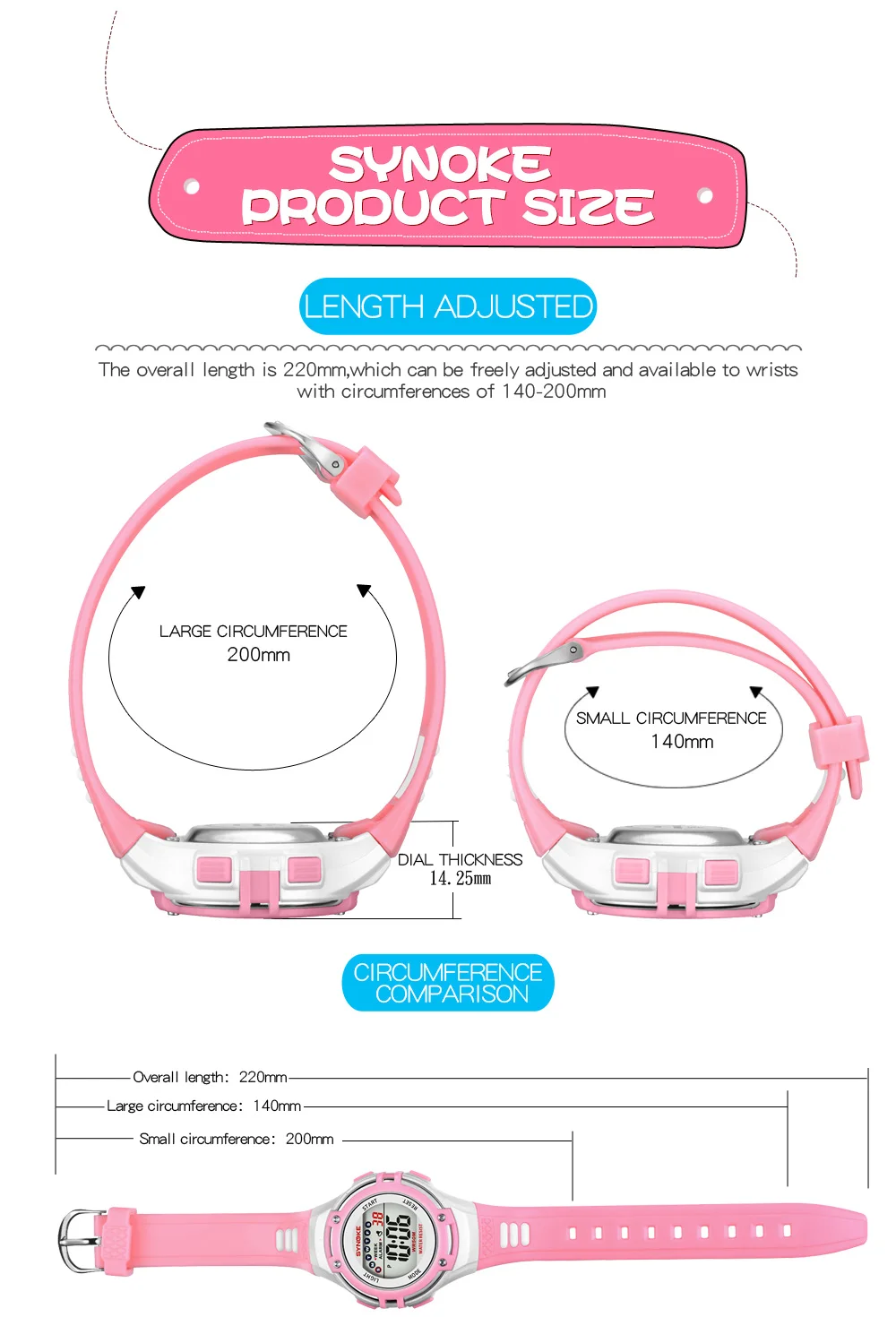 SYNOKE Clock Watches Girls Watches  Back Light Alarm 50m Waterproof Sport Watch for Children LED Display Kids Digital Watch Boys