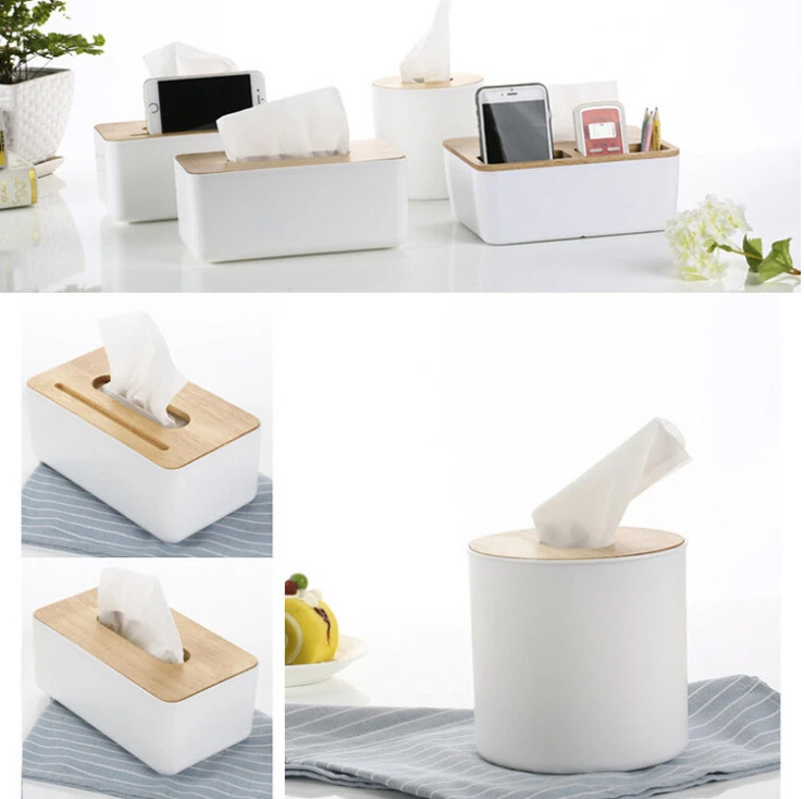 Household Tissue Box Paper Case Practical Square Wooden Bamboo Napkin Holder 6T