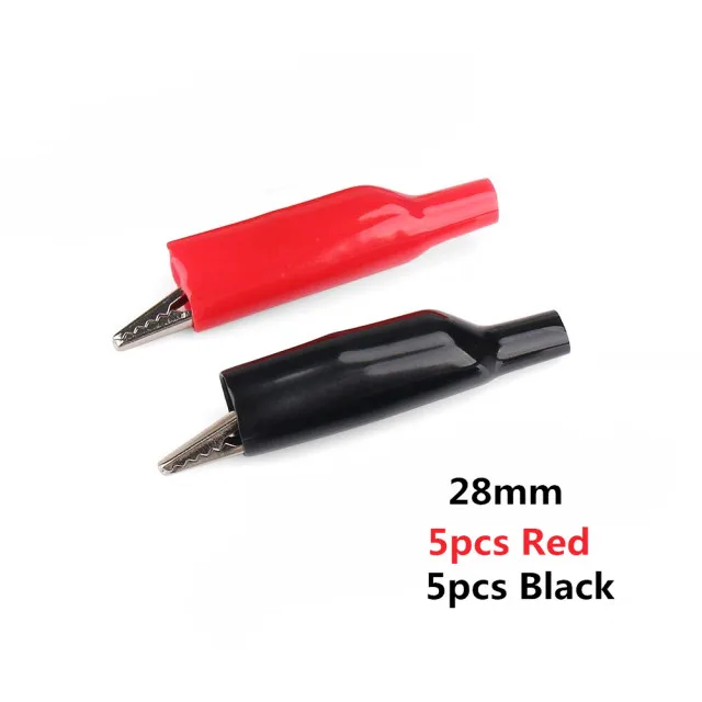 28mm-Red-Black 10 шт./лот 28 мм/35 мм/45 мм металлический зажим крокодил G98 Электрический зажим для тестирования зонда метр Черный/Красный с пластиковой загрузкой - Цвет: 28mm-Red-Black