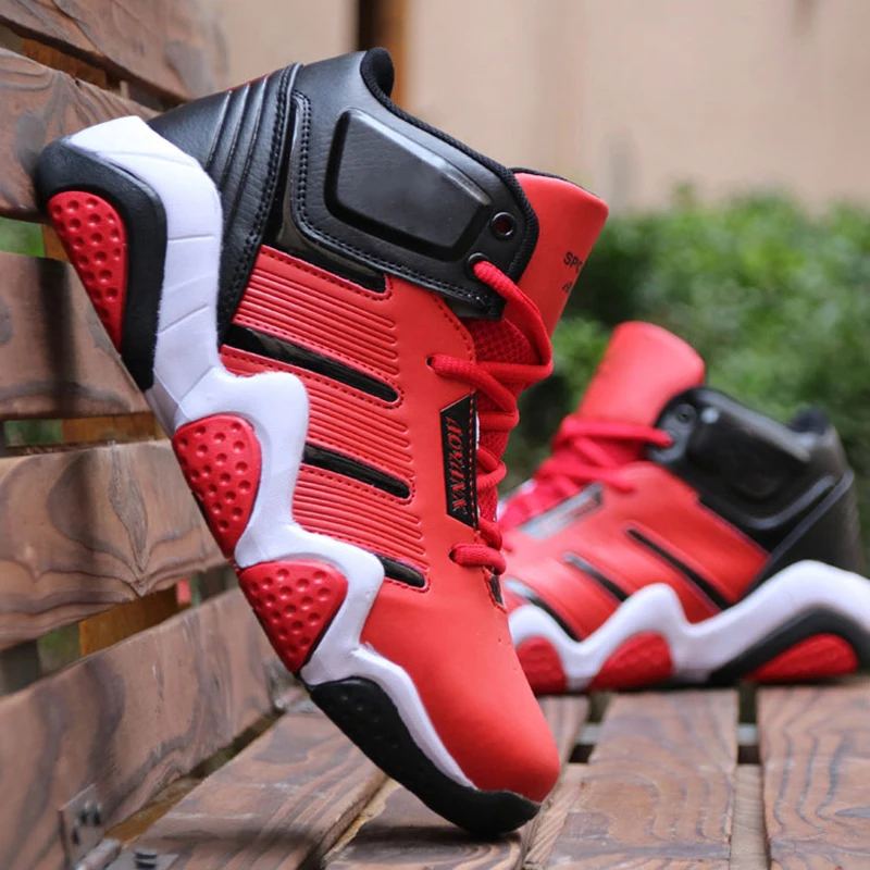 Tanie New Arrival męskie buty z najwyższej półki amortyzujące buty do koszykówki zasznurowane trampki odporne na wstrząsy oddychające sportowe buty sportowe na świeżym powietrzu