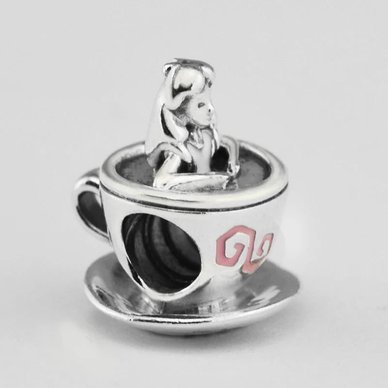 Подходит для браслетов Pandora Charms 925 пробы-серебро-ювелирные изделия Алиса в стране чудес чайные бусины