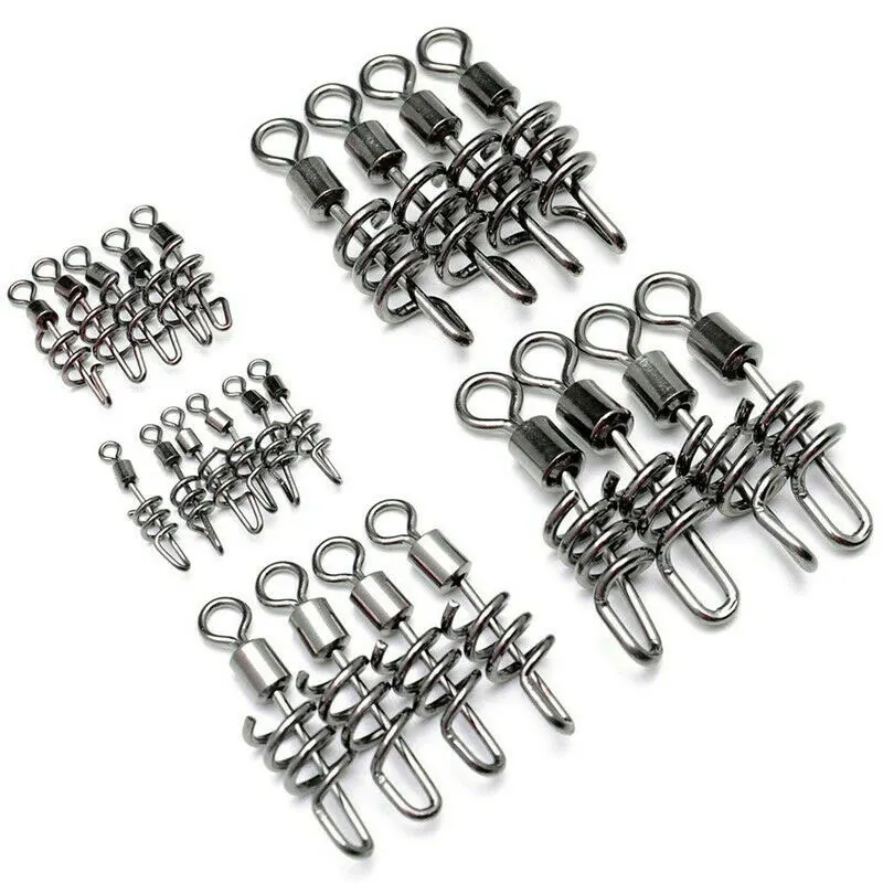 

100 Pcs Screw Rolling Fishing Swivel Snap Swivel Connector Cork Screws FI-19ING