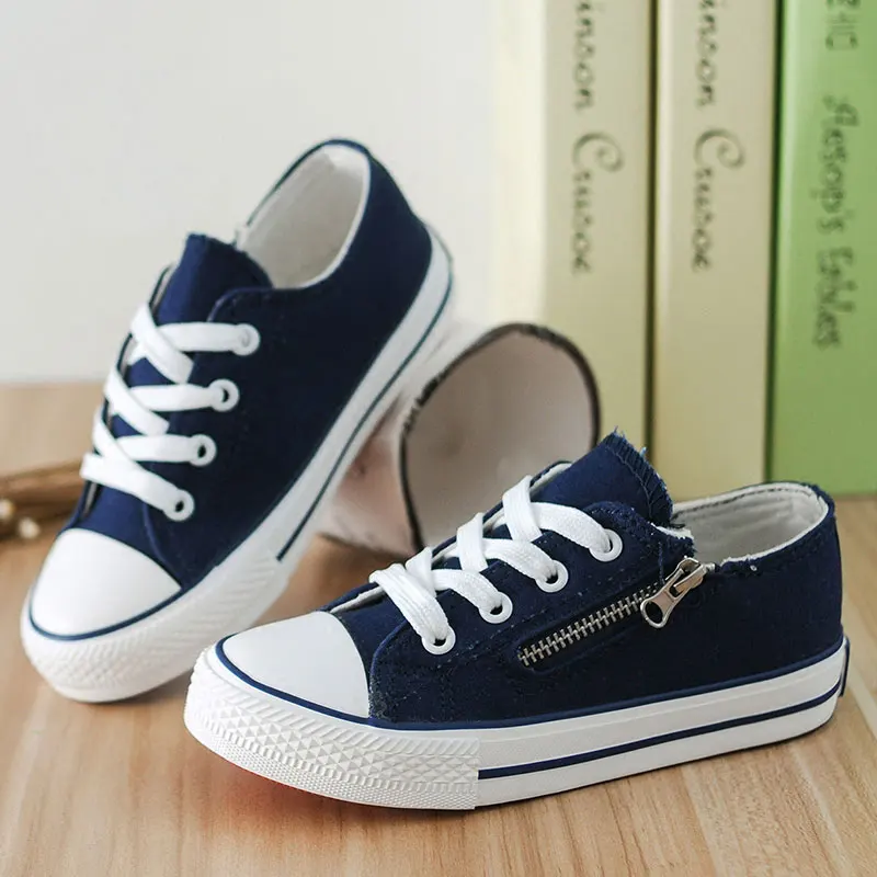 Putih Merah Hitam Biru Anak Sport Sepatu Sisi Ritsleting Flat Zapatos Deporte Kasual Laki Laki Perempuan Sepatu Baru Kanvas Warna Solid Sepatu Shoe Shoe Closetshoe Drawer Aliexpress