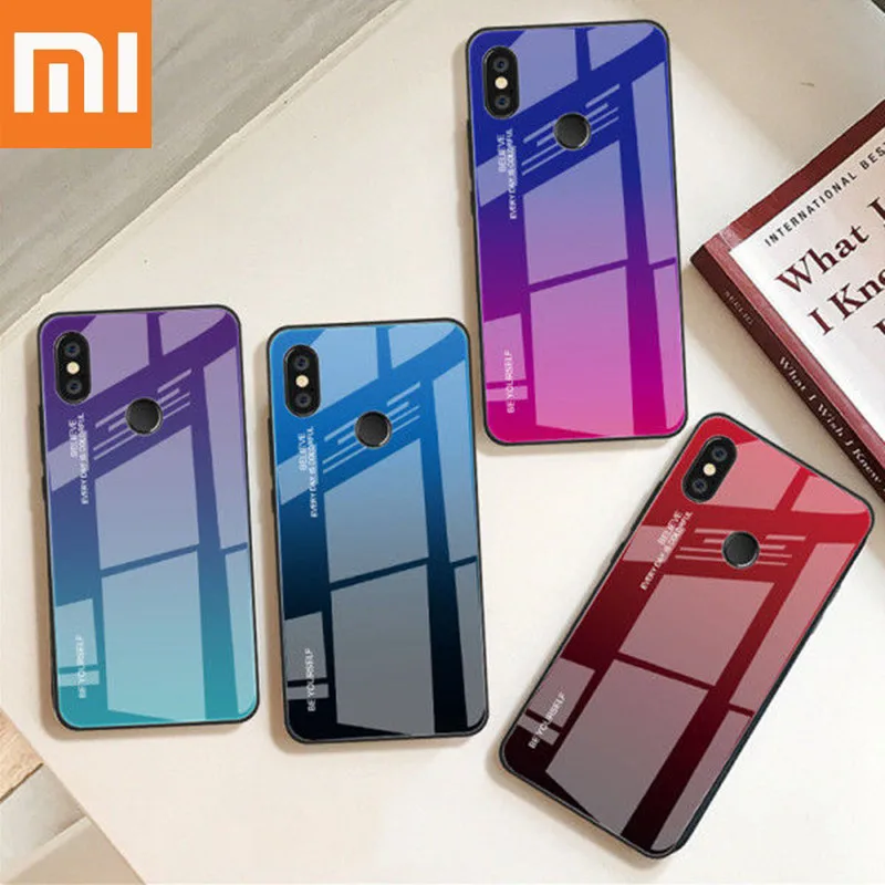 

Gradient Tempered Glass Case For Xiaomi Redmi Note 5 6 Pro Pocophone F1 Mi8 Mi A2 Lite 6X 5X A1 Note 7 9 Cover Protective Fundas