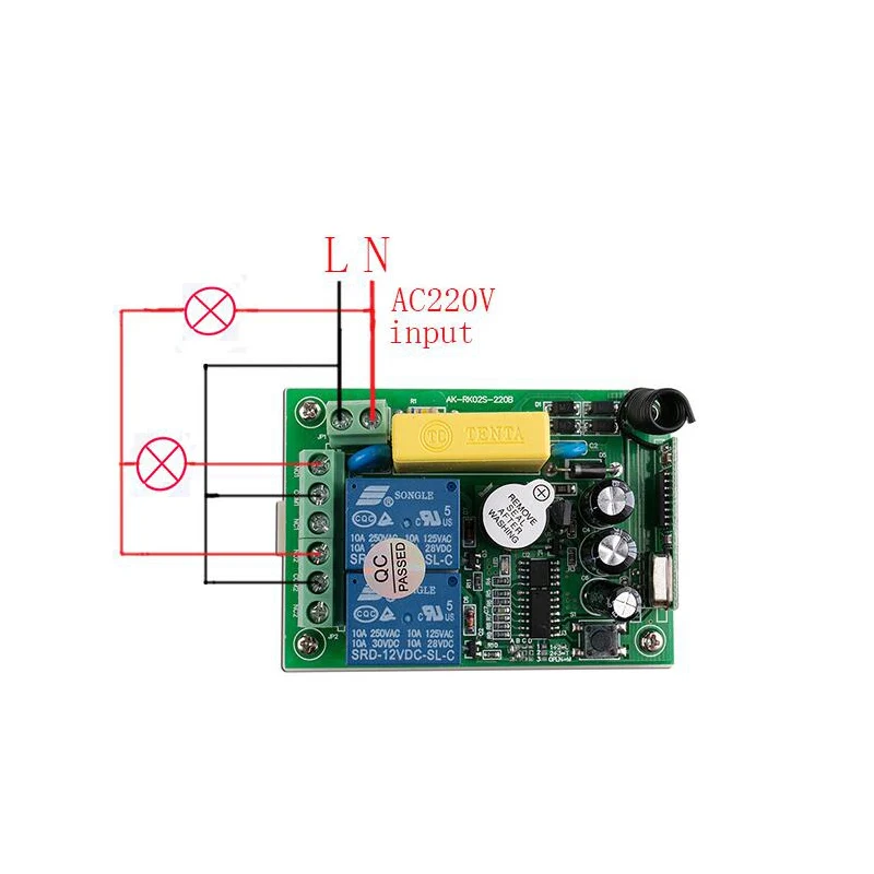 AC 220 V 2CH 10A реле RF беспроводной пульт дистанционного управления переключатель беспроводной светильник; приемник+ передатчик гаражная дверь лампа/окно