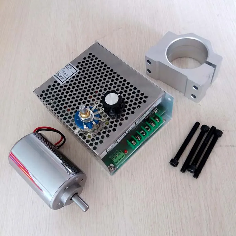 

200w dc motor +52 mm clamp (send four screws) + Speed control power supplyPower Supply Speed Governor For DIY Engraving