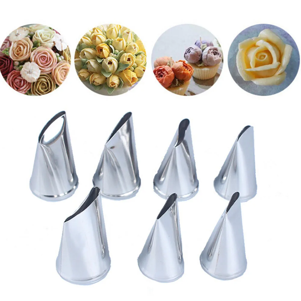 

7Pcs Cake Decorating Tips Set Cream Icing Piping Sugar Craft Rose Tulip Nozzle Pastry Tools Fondant Cake Tools Nozzle Decorating