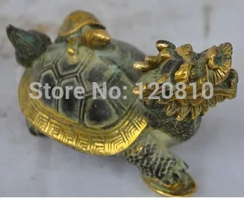 

Exquisite old China Collectibles Copper Gold gilt Dragon Turtle Statue