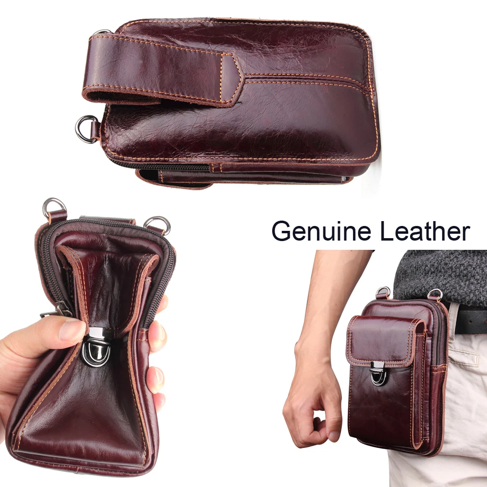 

Genuine Leather Pouch Shoulder Belt Phone Case Bags For Asus Zenfone Max Pro (M2) ZB631KL ZB633KL Live Lite (L1) ZA550KL ZA551KL