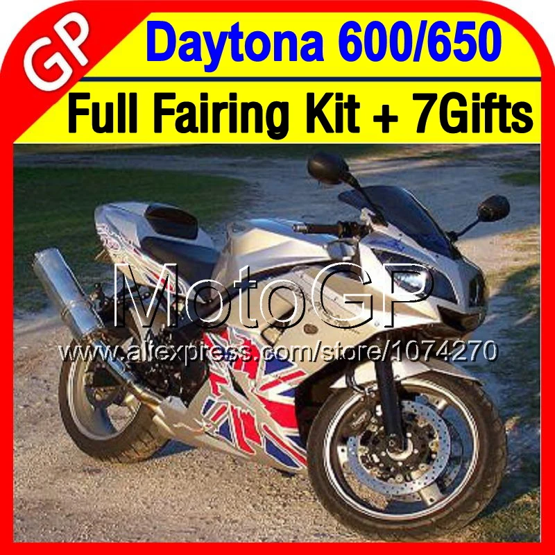 7 7gift Для Triumph Daytona 650 02 05 2002 2003 2004 2005 25P90 серебристый красный Triumph650 03 04 Обтекатели