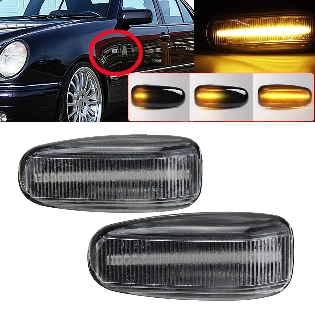 

2x Led Flowing Car Turn Signal Light Dynamic Side Maker Light Repeater Indicators Lamp for MERCEDES SPRINTER/CLASSIC 208-414