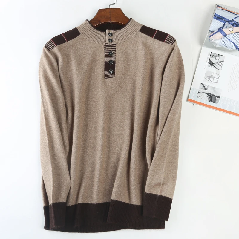 

Pure Cashmere Sweater Men 2018 New Arrival Long Sleeve Casual Pullover Autumn Turtleneck Patchwork Knitted Brand Male Sweaters
