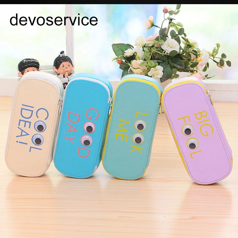 1Pc Cute Kawaii Stationery Pencil Box Korean Cartoon Eye Pencil Case