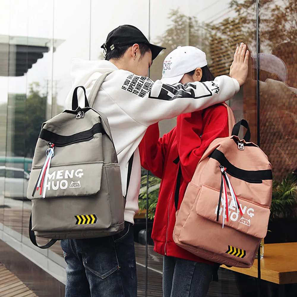 Menghuo 2017 moda alta calidad borla cinta mujeres mochila escolar para niñas niños hombres mochila saco a dos mujeres mochila
