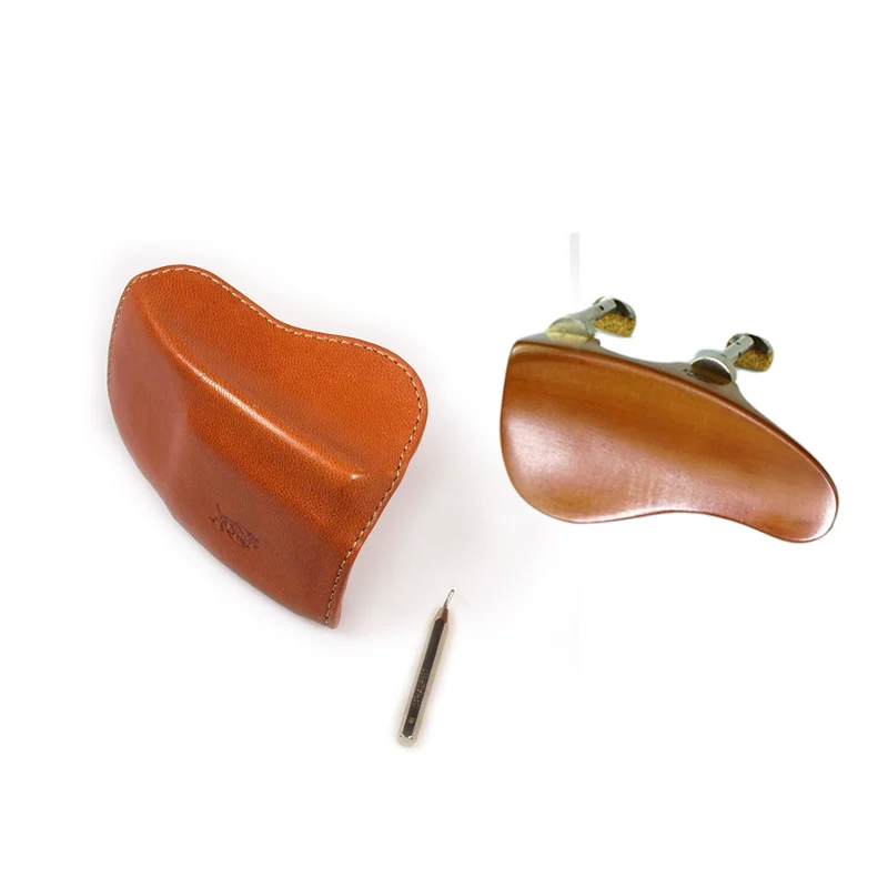 

STRADPET Violin Neckguard Set, Ohrenform Style Chinrest with Titanium Chinrest Clamps, Genuine Leathe Neckguard
