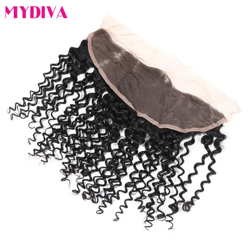 Brazilian Deep Wave Frontal 13*4 Ear To Ear Lace Frontal Closure Non Remy Human Hair Closure Pre Plucked Swiss Lace Frontal