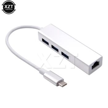 

1pcs Type-C Hub USB-C to 3Port USB 3.0 Hub with RJ45 Ethernet Adapter Network LAN USB Hub for Apple USB 3.1 MacBook
