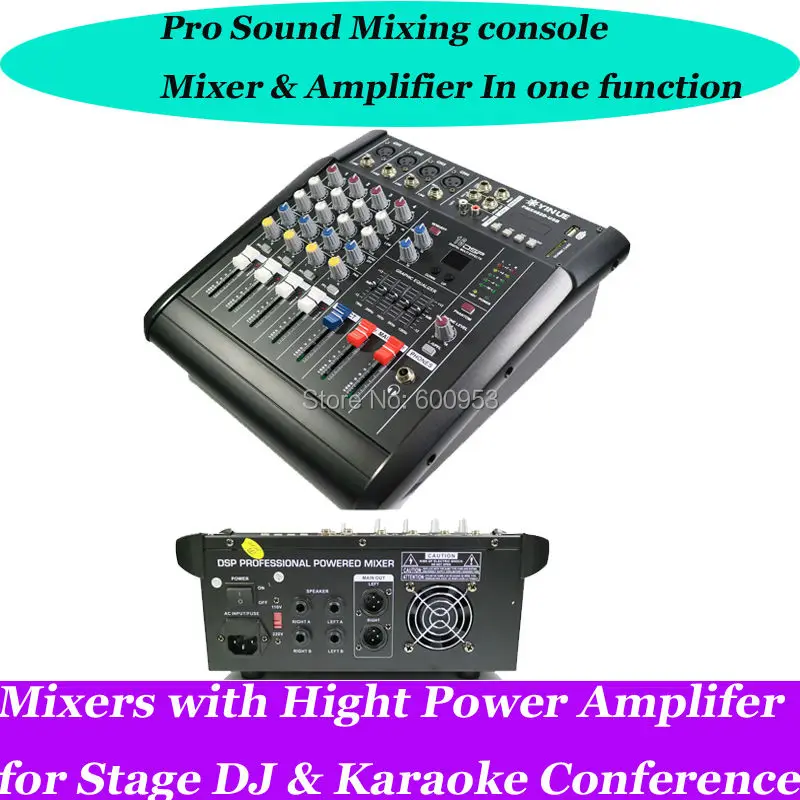 

Pro 4 Channel 800W Mixing Console Power Amplifier Live Studio Audio Mixers Mixer 220-240V