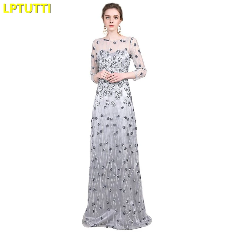 

LPTUTTI Embroidery Sequin Gratuating New For Women Elegant Date Ceremony Party Prom Gown Formal Gala Luxury Long Evening Dresses